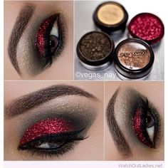 Glitter Carnaval, Pirate Makeup, Eye Makeup Christmas, Pirate Eye, Blue Eyes Pop, Makeup Christmas, Red Dress Makeup, Red Eyeshadow, Glitter Eye Makeup