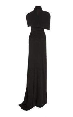 Brandon MaxwellCape-effect Draped Stretch Jersey Gown - Runway Catalog Luxury Off-shoulder Pre-draped Maxi Dress, Luxury Black Pre-draped Dress, Luxury Black Pre-draped Evening Dress, Luxury One Shoulder Maxi Dress For Prom, Luxury Black Rayon Dress, Luxury Pre-draped Maxi Evening Dress, Luxury Fitted Dress With Overlay, Luxury Draped Sleeves Cocktail Maxi Dress, Luxury Fitted Draped One Shoulder Dress