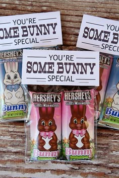 three bags of hershey's bunny candy