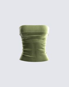 A summertime essential 😍 Put together the cutest fits with this olive green, strapless tube top made with velvet fabric. The type of top you can never go wrong with 💚 Velvet Tube Top, White Corset Dress, Olive Green Velvet, Cute Fit, Green Tops, Lookbook Outfits, Green Velvet, Dream Clothes, A White Background