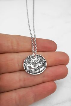 Cute antique silver sleeping fox necklace. This fox necklace includes: - sleeping fox pendant (16 x 20 mm | 2/3 x 4/5 inches) - silver anchor chain (14 to 36 inches) Looking for more jewelry? Visit our shop: https://cppewter.etsy.com ♥ SHIPPING INFO ♥ We ship three times per week, usually Mondays, Tuesdays and Thursdays. (Weeks with holidays may be different). To USA: - Provider: Chit Chats Express (who deals directly with USPS) - Arrival Time: 5-10 days (1-3 days for preparation, 5-7 for shippi Fairy Charm Necklace, Fox Necklace, Fox Jewelry, Foxes Necklace, Fox Pendant, Anchor Chain, Necklace Antique, Silver Fox, Oils For Skin