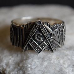 Master Mason Silver Ring with Freemason Symbol and Eye of Providence - Unique Masonic Jewelry. Embrace the rich heritage of Freemasonry with this exquisite silver Master Mason ring. Adorned with the iconic Freemason symbol and the all-seeing Eye of Providence, this ring is a powerful emblem of fraternity and enlightenment. Crafted with care, it's the perfect gift for a fellow Mason or a treasured personal keepsake. ArmenianJewelryHouse personnel do everything to complete the customer's safety an Mason Ring, Freemason Symbol, Free Masons, Freemason Ring, Ring Master, Masonic Jewelry, His And Hers Rings, Promise Rings For Him, Eye Of Providence