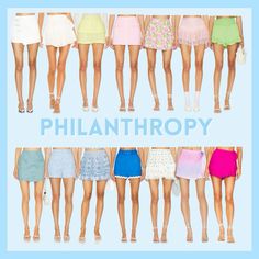 there are many different types of skirts on this photo and the words, phlanthropy