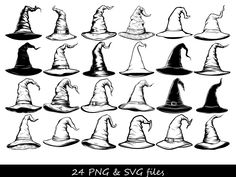 a set of twelve wizard hats for halloween