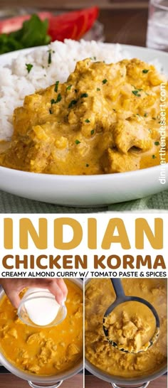 Authentic Chicken Korma recipe for an easy fragrant chicken curry with chicken thighs, tomato paste, Greek yogurt and lots of Indian spices. Hannah Food, Decadent Recipes, Halaal Recipes, Completely Delicious, Curry Night