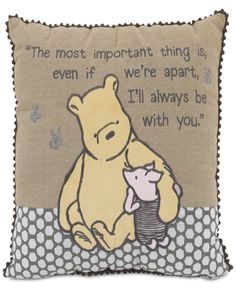 a winnie the pooh pillow with a quote on it