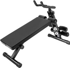 an exercise bench with two handles and one leg on the back, in front of a white background