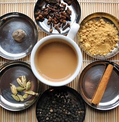 there are many different types of teas on the table with their names in english