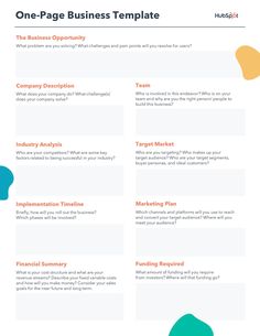 the one page business plan template