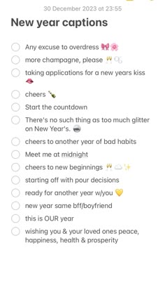 a new year's resolution checklist with the words happy new year on it