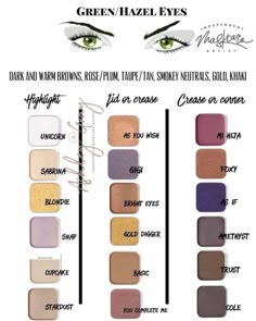 Eyeshadow Colors For Brown Eyes, Colors For Brown Eyes, Green Hazel Eyes, Makeup Eyeshadow Brown Eyes