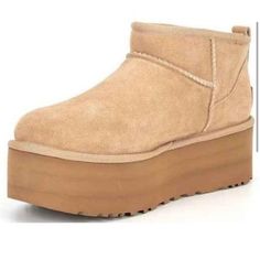 New No Box Ugg Ultra Mini Platform Ankle Booties Size 10 Super Comfortable Warm Suede Coastal Winter Ugg Ultra Mini Platform, Coastal Winter, Cream Beige Color, Boots Cream, Ugg Ultra Mini, Ugg Classic Ultra Mini, Shoes Ugg, Ugg Classic, Platform Ankle Boots