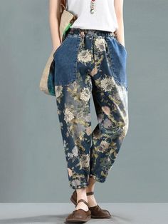 Sku CY-!27219 Material >90%Cotton Style Loose , Plus Size , Harem pants Feature Embroidered Occasion Going out , Casual , Vintage Seasons Spring , Summer , Autumn Type Jean Pants Bottoms Color BLUE,LIGHT BLUE Size FREE SIZE Size chart: Please consult the size chart we provide for this item's measurements to help you decide which size to buy. Please note: There may be 1-3cm differ due to manual measurement. CMINCH Cm Waist Hips Length FREE SIZE 66-84 114 87 Floral Embroidery Denim Pants In Blue, Denim Pants With Floral Embroidery In Denim Blue, Denim Blue Pants With Floral Embroidery, Embroidered Baggy Denim Blue Bottoms, Baggy Embroidered Denim Blue Bottoms, Denim Blue Bottoms With Floral Embroidery And Relaxed Fit, Denim Blue Relaxed Fit Bottoms With Floral Embroidery, High-waist Denim Blue Bottoms With Floral Embroidery, High Waist Denim Blue Bottoms With Floral Embroidery