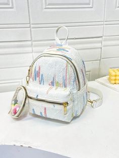 Stylish Color Block Nylon Backpack Set for Women and Children - Perfec White Nylon Backpack For School, White Nylon School Backpack, Trendy White Nylon Bags, White Nylon Bag For Spring, White Nylon Bags For Spring, Spring White Nylon Bag, Trendy White Backpack For Spring, White Nylon Backpack For Back To School, Multicolor Nylon Student Bag