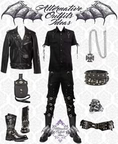 Goth Emo Outfits, Alternative Outfit Ideas, Ftm Outfits, Goth Male, Deathrock Fashion, Ropa Dark, Goth Ideas