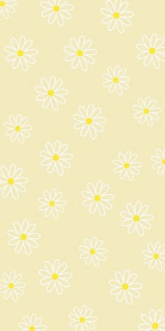 a yellow and white flower pattern on a light green background with small daisies in the center