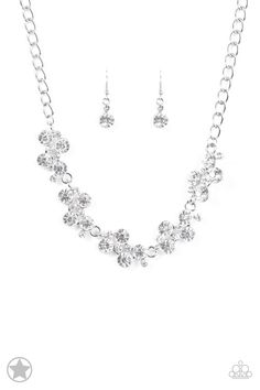 Hollywood Hills - White - Bling With Crystal Necklace And Earring Sets, Earring Sets, Independent Consultant, Hollywood Hills, Paparazzi Accessories, White Necklace, White Rhinestone, Affordable Jewelry, Paparazzi Jewelry