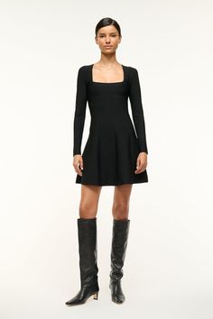 Square Neck Mini Dress For Winter Evening, Ribbed Mini Dress For Evening In Fall, Fall Evening Mini Dress With Square Neck, Chic Winter Mini Dress With Square Neck, Chic Square Neck Mini Dress For Fall, Winter Night Out Mini Dress With Square Neck, Chic Fall Mini Dress With Square Neck, Ribbed Square Neck Dresses For Winter, Ribbed Square Neck Winter Dresses