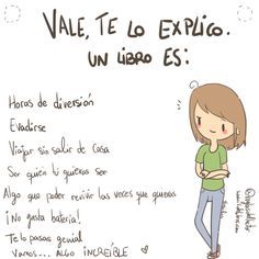 a girl is standing in front of a whiteboard with spanish writing on it and the words vale, te lo explo un libro es