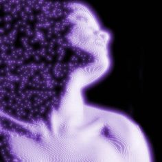 a woman's profile is shown in purple and black with stars all over it