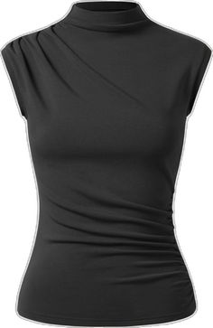 Elegant Asymmetrical Ruched Tops, Elegant Ruched Asymmetrical Tops, Fitted Ruched Tops With Asymmetrical Hem, Fitted Ruched Top With Asymmetrical Hem, Modern Fitted Top With Asymmetrical Hem, Elegant Fitted Asymmetrical Top, Elegant Crew Neck Top With High Stretch, Elegant Stretch Tops With Asymmetrical Hem, Elegant High Stretch Crew Neck Top