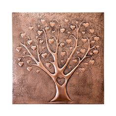 a tree with hearts is shown on a brown leather wallpapered surface, and has been carved into the shape of a heart