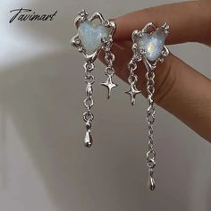 TAVIMART - New Y2K Sweet Cool Wind Love Tassel Star Earrings for Women Fashion Design Personality Earring Party Jewelry Gifts Earring Party, Women Fashion Design, Y2k Earrings, New Y2k, Shiny Jewelry, Pretty Jewelry Necklaces, Fairy Jewelry, Jewelry Accessories Ideas, Pretty Jewelry