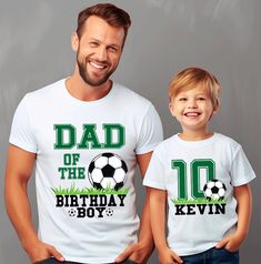 ✨DESCRIPTION: Birthday Boy Soccer Shirt, Matching Family Birthday Shirt, Custom Soccer Birthday Shirt, Sports Lover Family Shirt, Soccer Birthday Gift D324 ✨HOW TO ORDER💕 1. Choose SIZE and Color  2. Use the personalization option to customize your shirt 3. For multiple sizes please add them one by one to your cart and then checkout. 4. Be sure you indicated the CORRECT SHIPPING ADDRESS when placing the order. ✨SIZING: Please check size details shown on the listing images💕 ✨YOU CAN ALSO REQUES Customizable Green T-shirt For Birthday, Short Sleeve Shirt For Birthday And Father's Day, White Shirt With Letter Print For Birthday, Green Letter Print T-shirt For Birthday, Green Short Sleeve Birthday T-shirt, Birthday Letter Print Green Shirt, Green Tops With Name Print For Birthday, White Crew Neck Shirt For Birthday, Green Short Sleeve Shirt For Birthday