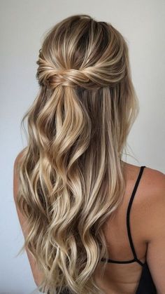 Hoco 2024 Hair, Half Up Half Down Hairstyles For Hoco, Hoco Hair And Makeup, Hoco Hair Inspo Half Up Half Down, Wedding Hair Styles Bridesmaid, Wedding Hair Summer, Cute Hair For Hoco, Bridesmaid Hair Long Hair, Medium Length Bridal Hair Half Up