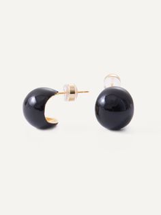 Hollow ball enamel earrings. Trendy Enamel Drop Earrings, Chic Black Round Earrings, Bold Black Drop Earrings, Black Enamel Round Jewelry, Black Enamel Earrings, Pierced, Black Enamel Pierced Earrings, Bold Black Jewelry Gift, Bold Black Jewelry For Gifts, Elegant Black Enamel Earrings