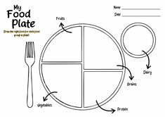 a plate with four sections labeled in the middle