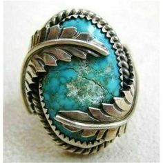 New! Oval Cut Natural Bohemia Turquoise Vintage Feather Antique Silver Ring Details: - Condition: New - Metal: Alloy - Band Color: Silver - Stone: Created - Stone Color: Blue Turquoise - The First Image & Last Images Are Stock, The Rest Of The Images Are Of The Actual Ring. There Is No Crack In The Stone As Shown In The Stock Photos. - Included: 1 X Ring Check Out My Other Listings! Other Items I Carry: Vintage Rings Retro Rings Men's Rings Sterling Silver Rings Engagement Bridal Wedding Rings P Gemstone Wedding Rings, Antique Silver Rings, Vert Turquoise, Turquoise Rings, Women's Jewelry And Accessories, Diy Schmuck, Men's Jewelry Rings, Sea Glass Jewelry, Turquoise Gemstone