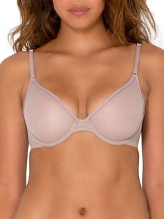 PRICES MAY VARY. The smart&sexy sheer mesh demi underwire bra enhances your most natural shape with clean lines and a modern, mesh construction. This sheer unlined bra has two layers of mesh, and molded cups anchored with underwire support. These flirtatious demi cups are outlined with matte trim, highlighting your natural contours. Airy yet supportive, this mesh bra is anchored with encased underwire support for a naturally lifted shape that flatters all figures. Two ply mesh wings and ballet b Natural Contour, Mesh Bra, Unlined Bra, Under Clothing, Lounge Lingerie, Everyday Bra, Demi Bra, Bra And Panty Sets, Full Figured