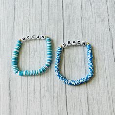 This cute and fun summer beach / ocean blue bracelet is light weight and comfortable for yourself or a gift for someone! These bracelets are good quality and handmade with love. They are made with polymer clay beads, elastic string, and letter beads. 📌All order will be shipped within 1-3 business days of purchase  📌All order are handing with great care and checked thoroughly before it is shipped to you  📌 Caring Tips:  *Roll the bracelets up your hand to your writs. *I recommend keeping your bracelets dry and away from water. Try to keep out of sunlight. Keep the bracelets dry and away from lotion, chemicals, and etc. It will help keep them looking new for much longer. *Excessive pulling or over stretching may cause the cord to break. Due to the chocking hazard, please do not let childr Bracelet Beach Summer, Ocean-inspired Beaded Bracelets For Beach, Adjustable Ocean-inspired Beaded Bracelets For The Beach, Adjustable Blue Jewelry For Beach, Adjustable Blue Beach Jewelry, Handmade Blue Summer Jewelry, Handmade Summer Blue Jewelry, Beaded Strand Bracelets For Beach Party, Beaded Bracelets For Beach Season