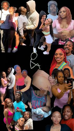 collage of black women and their babies in different poses, with one woman holding a baby