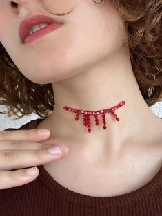 if you want to extend the blood portions longer, you can specify. Cheap Red Beaded Choker Necklace, Blood Pearl Necklace, Blood Necklace, Blood Vile Necklace, Blood Viles Necklace, Blood Bead Necklace, Blood Pearl Choker, Red Choker Necklace, Vampire Necklace