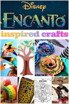 the cover of an encanto inspired craft book with images of children's arts and crafts