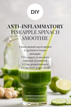 Inflammatory Diet Recipes, Anti Inflamatory, Inflammation Recipes, Anti Inflammation Recipes, Inflammation Diet, Inflammatory Recipes, Spinach Smoothie, Inflammatory Diet