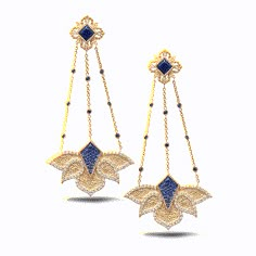 The Blue Lotus Trinetra Drop Earrings Luxury Traditional Earrings With Intricate Design, Luxury Sapphire Diamond Earrings, Luxury Blue Chandelier Earrings For Formal Occasions, Luxury Sapphire Earrings, Luxury Blue Diamond Earrings, Blue Diamond Earrings For Evening, Luxury Blue Diamond Drop Earrings, Luxury Blue Earrings For Evening Wear, Luxury Blue Earrings For Evening