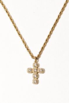 Dona Italia Jewelry Gold / 16 Inches Nelli Cross Necklace Italian Cross Necklace, Vintage Cross Jewelry, Unique Cross Necklace, Gold Jewelry Cross, Chunky Cross Necklace, Vintage Italian Fashion, Gold Cross Necklace For Women, Gold Necklace Stack, Child Of Wild