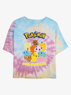 Pokemon Catch 'Em All Tie-Dye Girls Crop T-Shirt Pokemon T Shirt, Pokemon Tshirt, Tie Dye Girl, Pokemon Shirts, Pokemon T, Pokemon Clothes, Catch Em All, Crop Tshirt, Light Pink