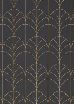 an art deco wallpaper design in black and gold with fan - like lines on it