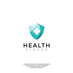 the logo for health and medical services is designed in blue tones with a cross on it