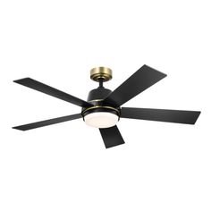 a ceiling fan that is black and gold