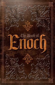 the book of emoq with an ornate frame and gold lettering on brown paper