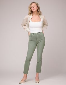 DESCRIPTION

The Beach Grass jeans offer a high-rise silhouette and 27" inseam, perfect for wearing with sandals or espadrilles. The ultra-soft, garment-dyed denim has subtle fading and a slim leg, making it comfortable and stylish for daily wear. 

Designed in Montreal

Imported

Style no. 2536




DETAILS


Closure: Silver buttons

Rise: High

Inseam: 27"

Vegan leather YJ patch at back pocket 

YJ Logo - Silver Button and Rivets. YKK Zipper





SIZE CHART

Sandra is 5'8" and wearing a size 2 High Rise Green Cotton Jeans, Green High Rise Cotton Jeans, Green Straight Leg Jeans For Fall, Green High Rise Relaxed Fit Jeans, Green Mid-rise Relaxed Fit Jeans, Mid-rise Green Cotton Jeans, Green Mid-rise Cotton Jeans, Trendy High Rise Khaki Jeans, Mid-rise Khaki Jeans For Fall