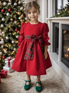 ✿ABOUT THIS DRESS ✓ Simple and Elegant Dress! A classic plaid belt, and a bow detail at the waist. The tutu skirt adds a playful flair, while the cotton lining ensures comfort and breathability. ✓With this dress, you can create a sibling combo if you want, you can reach our boys' red plaid sets from the link at the bottom of the product details. ✿FABRIC INFORMATION ✓Natural cotton lining 100% under the skirt, tutu, and gabardine on top. ✓ The color of your item may vary slightly from what you se Plaid Christmas Holiday Dress, Bow Dresses For Christmas Holiday, Simple And Elegant Dress, Christmas Red Dress, Kids Christmas Dress, Skirt Tutu, Trendy Christmas Outfits, Red Christmas Dress, Girl Red Dress