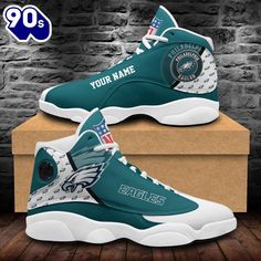 Philadelphia Eagles Shoes Custom Your Name Jordan 13 Shoes The Jordan 13 Shoes are a standout in the iconic Air Jordan lineup, celebrated for their sleek design and exceptional performance. Featuring a distinctive silhouette with a combination of suede and leather, these sneakers are not only stylish but also engineered for comfort and support. The 13s are known for their innovative cushioning system and durable outsole, making them a favorite among athletes and sneaker enthusiasts alike. Wit... Modern Jordan Sports Shoes With Contrast Sole, Suede Basketball Shoes With Rubber Sole And Round Toe, Suede Basketball Shoes With Boost Midsole, Suede Basketball Shoes With Rubber Sole, Leather Lace-up Basketball Shoes With Contrast Sole, Sporty Leather Jordan Shoes With Perforated Toe Box, Leather Jordan Shoes With Contrast Sole For Sports, High-top Leather Jordan Shoes With Laces, Leather High-top Jordan Shoes