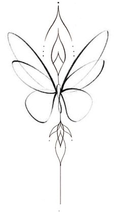 a drawing of a flower with leaves on the back of its petals, in black and white