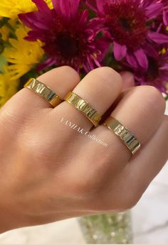 "Personalized name ring in gold or silver!! Engrave anything you like! 10 character limit Would make a great gift for yourself or a loved one!! Ring is: -sterling silver -14K gold plated -stamped \"925\" You can order your initial, name, kids names, etc. ** in the \"letter to seller\" section please include your email address and what you want personalized on your ring** Free shipping in the US! If you have questions please don't hesitate to ask. Happy shopping!!" Adjustable Engraved Ring With Thick Band For Anniversary, Adjustable Thick Band Engraved Ring For Anniversary, Adjustable Gold Engraved Couple Rings, Customizable Gold Stackable Promise Rings, Classic Gold Rings With Custom Name, Gold Initial Ring With Custom Name For Promise, Minimalist Gold Rings With Custom Name, Gold Nameplate Ring For Gift, Gold Initial Ring With Custom Name For Anniversary